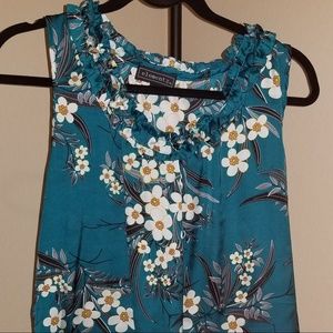 Element Medium Green Floral Sleeveless Blouse Top
